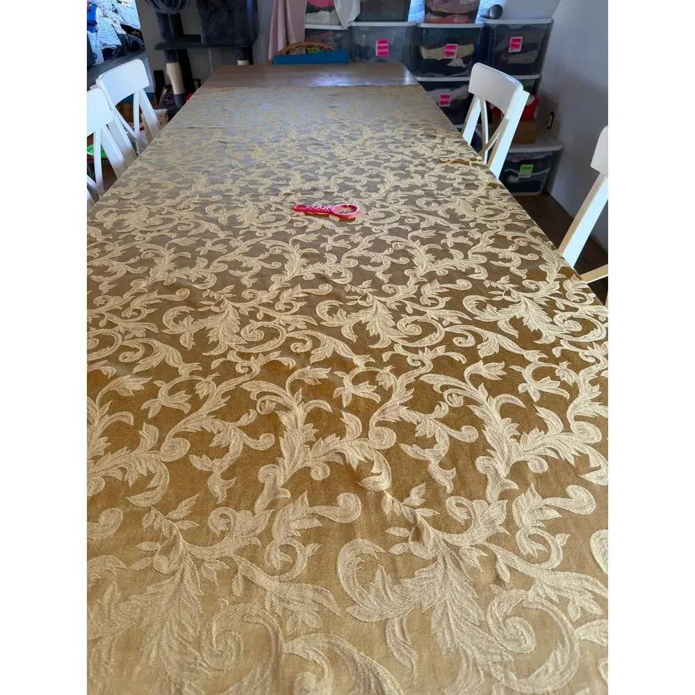 Gold Damask Jacquard Wedding Banquet Rectangle Tablecloth Formal Decor 56x100